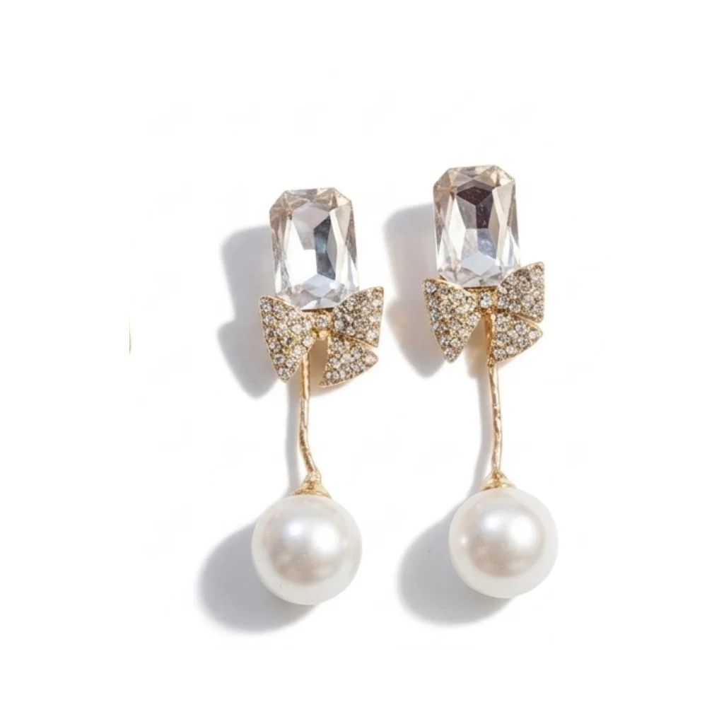 Bow Pearl Drop Earrings