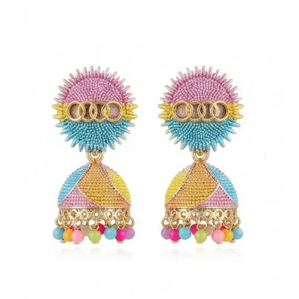 Multi-Color Beaded Jhumki