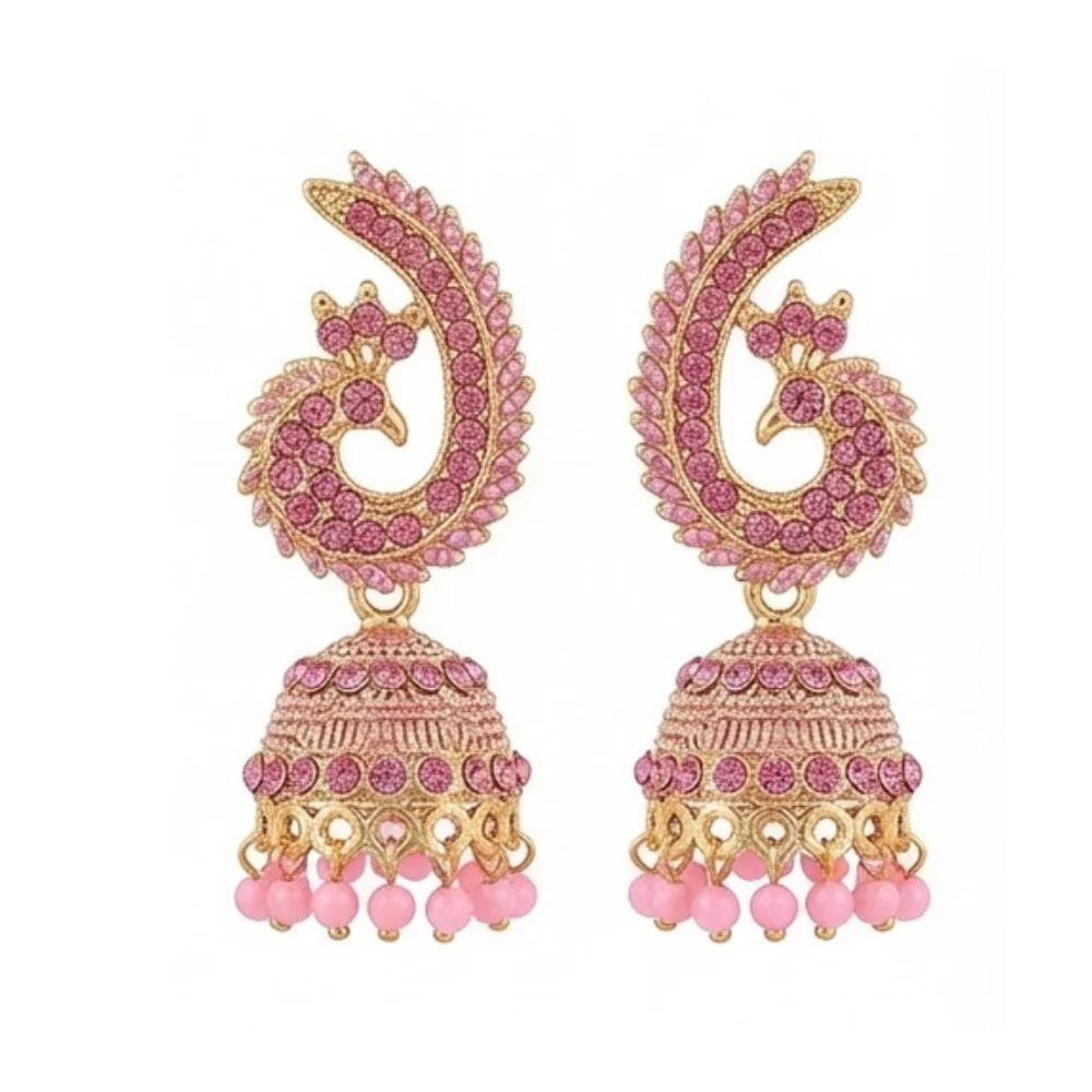 Peacock Motif Jhumki - Image 2