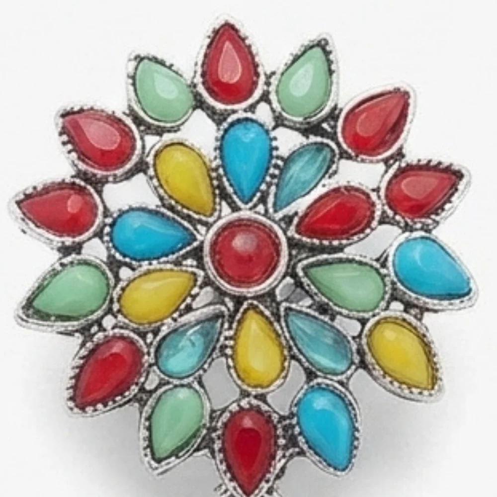 Multi-Color Oxidized Silver Jhumki - Image 2
