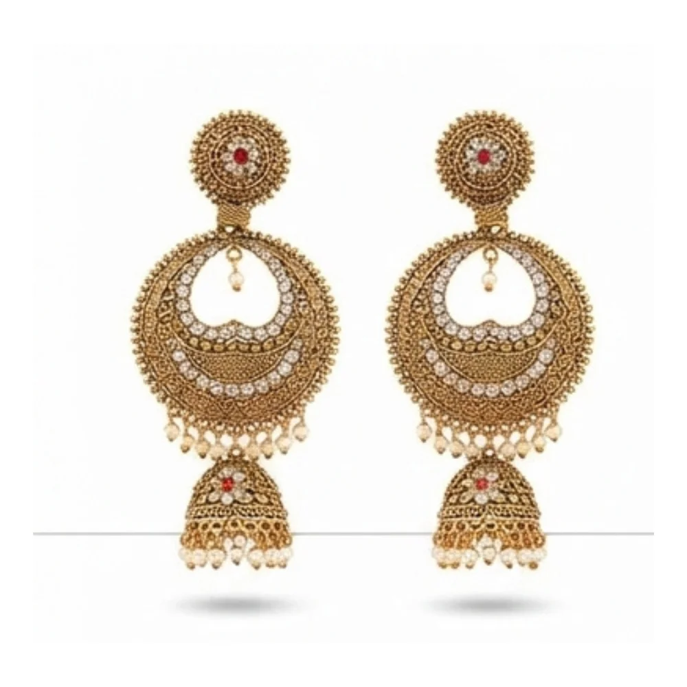 Gold-Plated Chandbali Jhumki