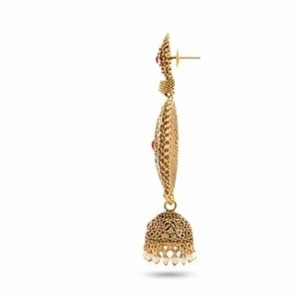 Gold-Plated Chandbali Jhumki - Image 3