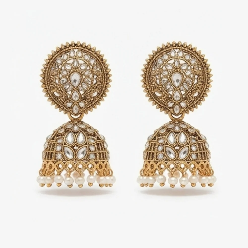 Gold-Plated Polki-Style Jhumki