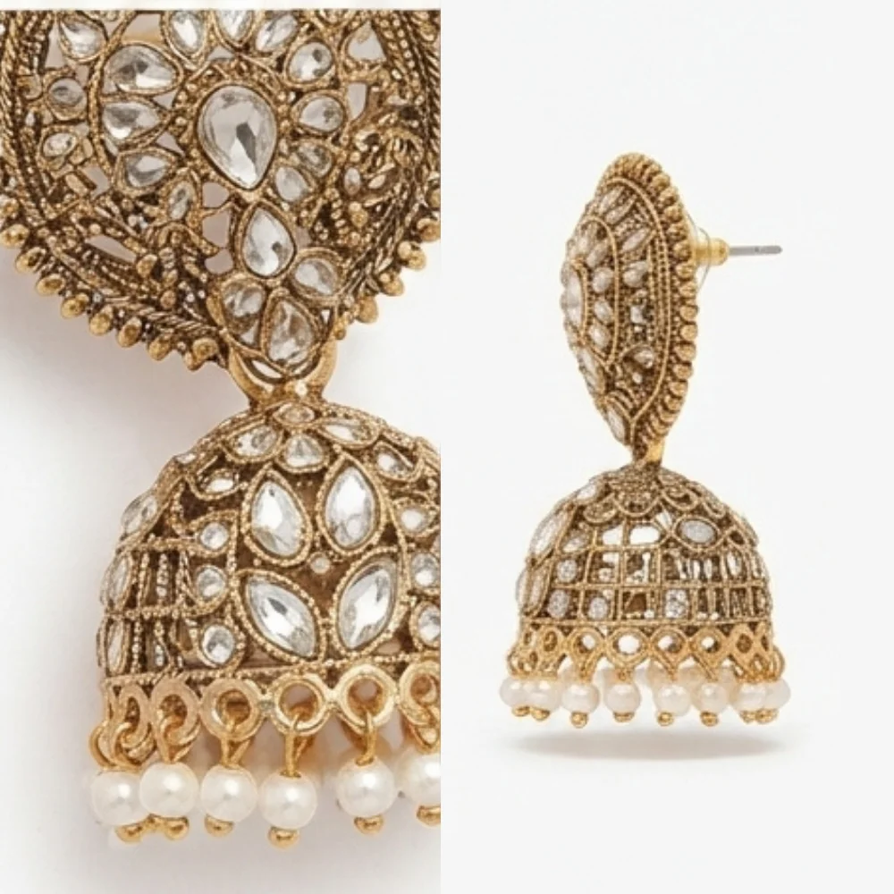 Gold-Plated Polki-Style Jhumki - Image 2