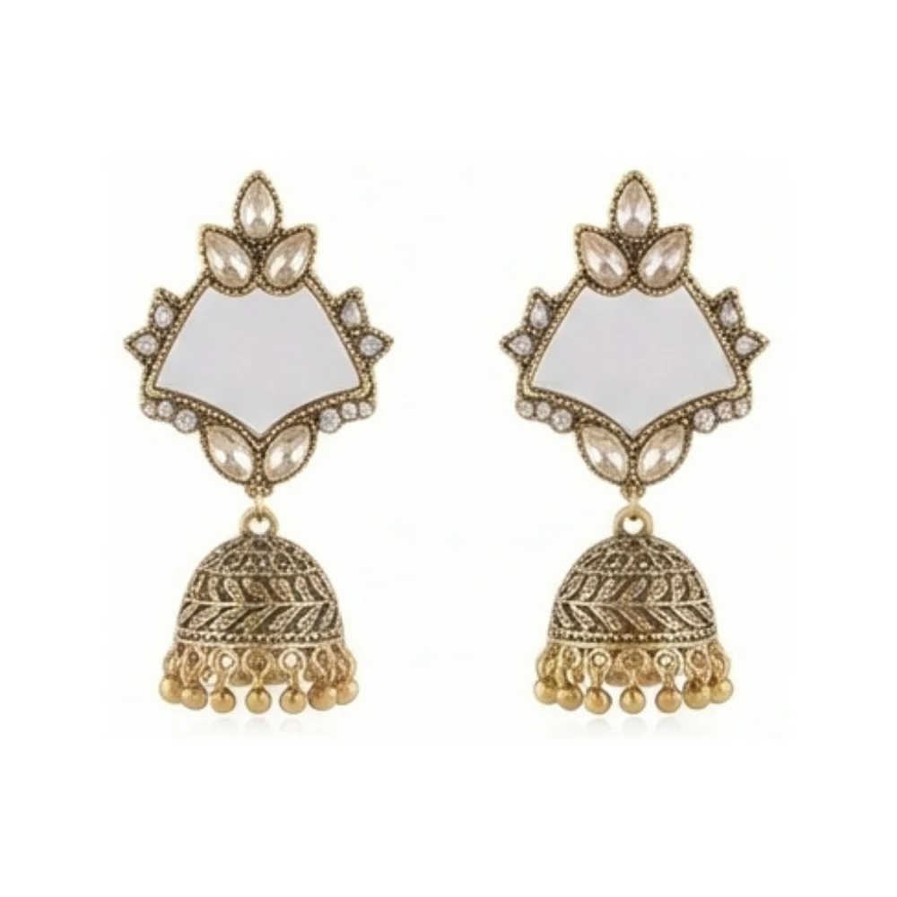 Leafy Motif Mirror Jhumki