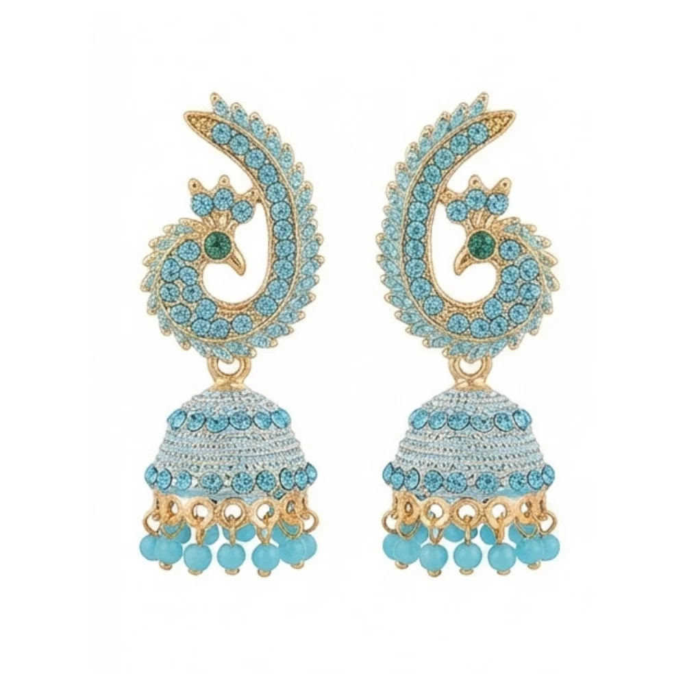 Peacock Motif Jhumki - Image 3